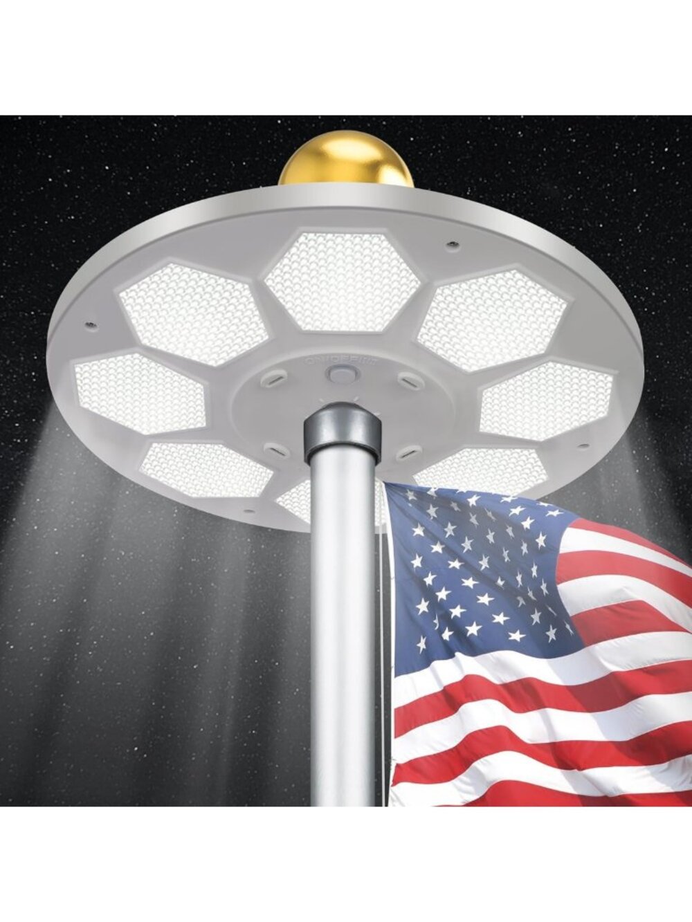 Bright Solar Flag Pole Light - 160 LEDs, 2000 Lumens, 16 Hours for 15-30 Ft